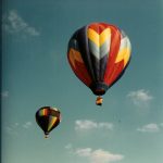 A hot-air balloon is made up of three components: basket, burners, and an envelope