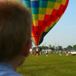 A hot air balloon is made up of three components: basket, burners, and an envelope