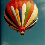 Hot-air balloons are bags made of fabric that are filled with hot air