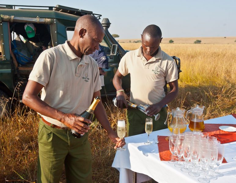 A champagne bush breakfast at the landing site