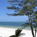 Nyali beach during high tide in Mombasa Kenya