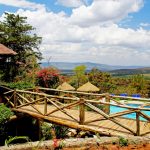 View over swimming pool