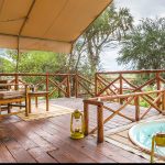 Elephant bedroom camp guest tent deck plunge pool