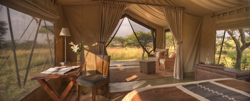 Guest tent interior view out