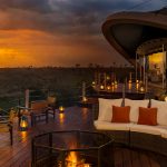 Mahali Mzuri camp exterior sunset